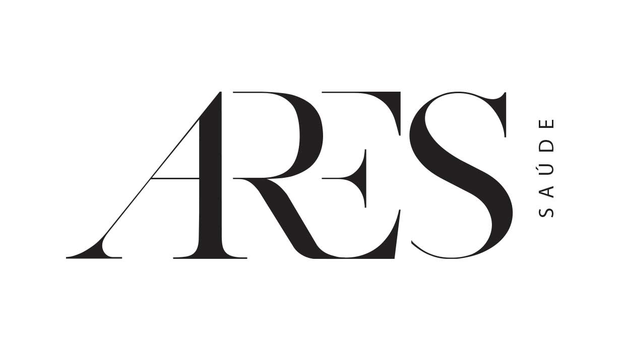 Sobre fundo branco, no centro da imagem, em letras pretas: Ares. À direita, escrito na vertical: Saúde